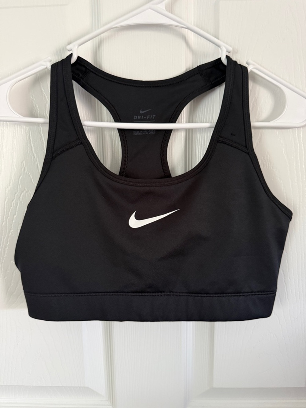 Nike Black Sports Bra with White Swoosh - Racerback Dri-FIT